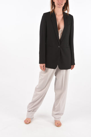 virgin wool side vents notch lapel 1-button blazer