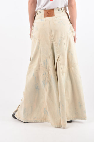denim Front Split DE-PEN-SP1 maxi skirt with silver buttons