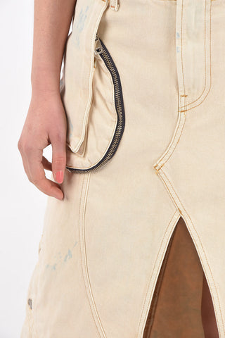 denim Front Split DE-PEN-SP1 maxi skirt with silver buttons