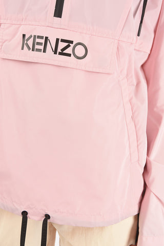 Logo Maxi Pocket Nylon Windbreaker with Half Zip