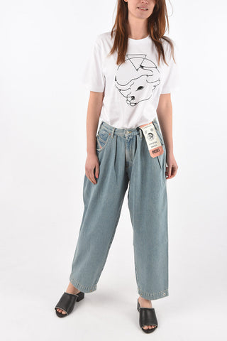regular waist single pleat D-CONCIAS-SP boyfriend jeans with studs details L30