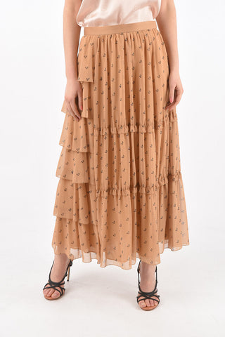 SUE cherry printed layered skirt