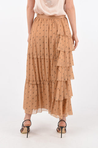SUE cherry printed layered skirt