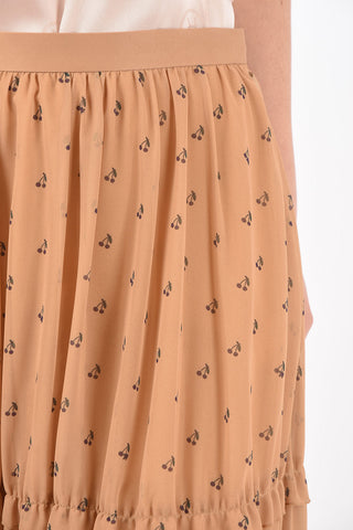 SUE cherry printed layered skirt