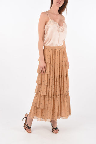 SUE cherry printed layered skirt