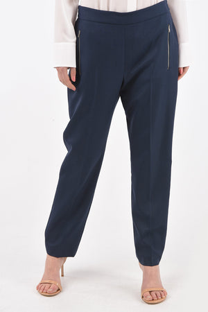 Pinpoint Wool Trousers with Zip Pockets