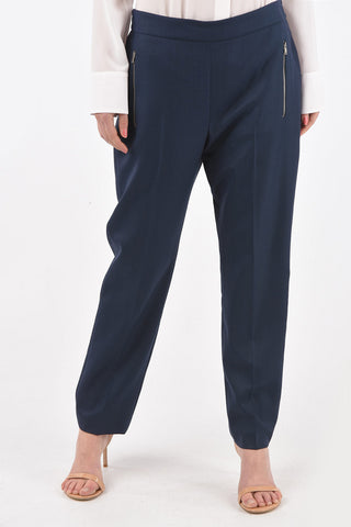 Pinpoint Wool Trousers with Zip Pockets