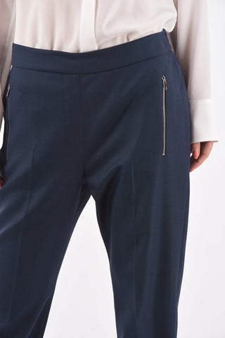Pinpoint Wool Trousers with Zip Pockets