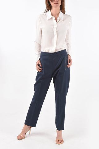 Pinpoint Wool Trousers with Zip Pockets