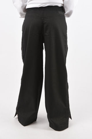 Coated Cotton D-JAYE-NE palazzo pants with ankle buttons