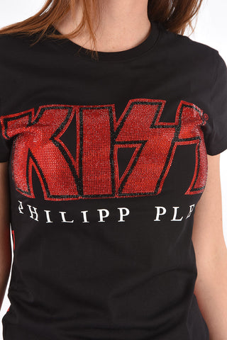COUTURE KISS Crew Neck Printed T-Shirt with Crystals