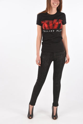 COUTURE KISS Crew Neck Printed T-Shirt with Crystals