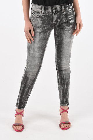 Jeans slim fit D-JEVEL acid wash a vita bassa L32