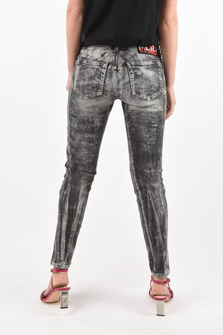 Jeans slim fit D-JEVEL acid wash a vita bassa L32