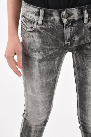 Jeans slim fit D-JEVEL acid wash a vita bassa L32