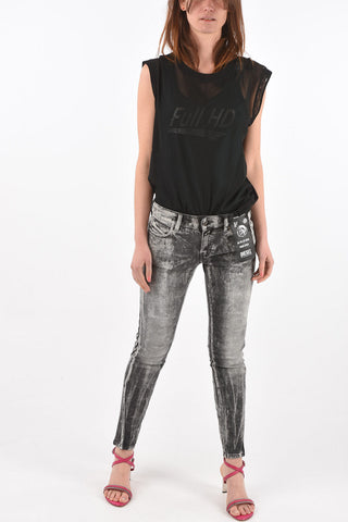 Jeans slim fit D-JEVEL acid wash a vita bassa L32