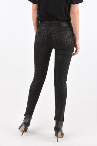snake patterned biker skinny fit jeans
