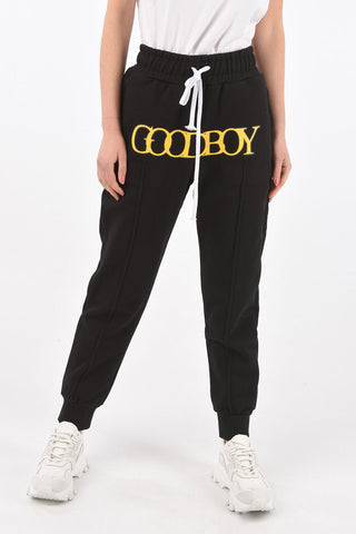 Low-crotch Joggers with Lettering Print