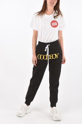 Low-crotch Joggers with Lettering Print