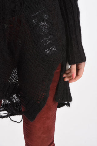 knitted cold shoulder M-VANIX dress with frayed hem