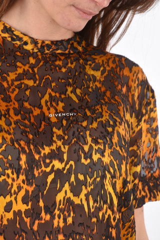 t-shirt girocollo stampa animalier 