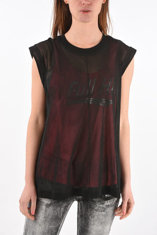 sheer overlay T-SLICUT top