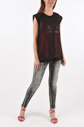 sheer overlay T-SLICUT top