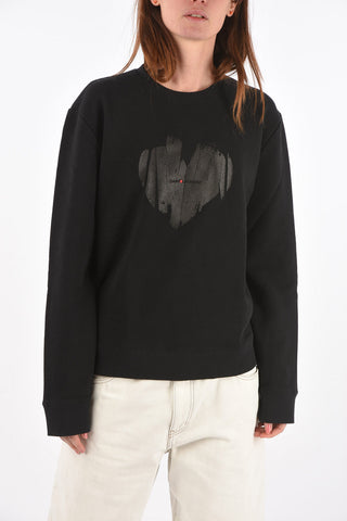 Crew Neck HEART Cotton Sweatshirt