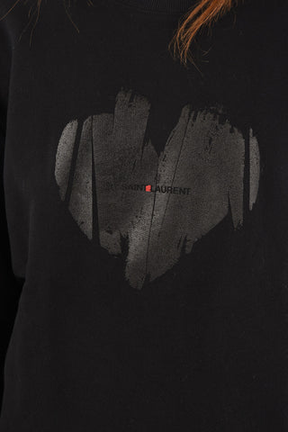 Crew Neck HEART Cotton Sweatshirt