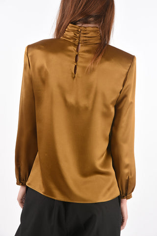 Curled Neck Silk Blouse
