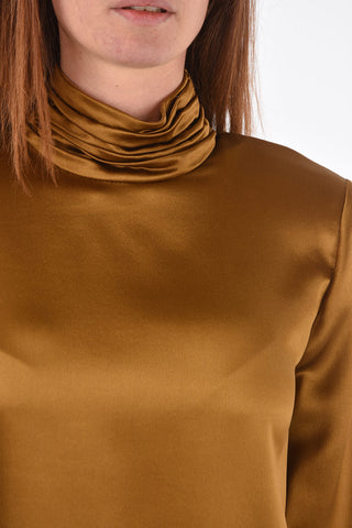 Curled Neck Silk Blouse