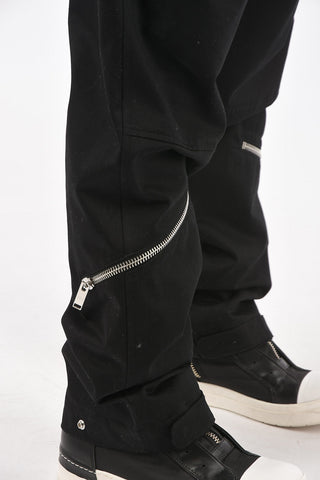 cotton low waist cargo pants with zip bottom