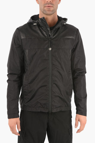 Windbreaker with leather details