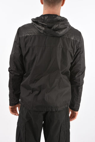 Windbreaker with leather details