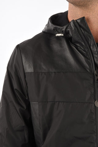 Windbreaker with leather details