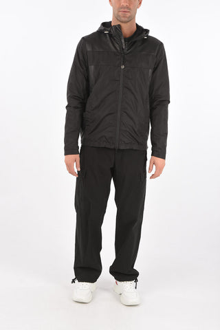 Windbreaker with leather details