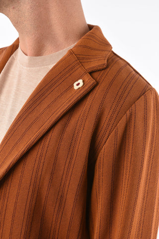 Blazer gessato con tasche a toppa