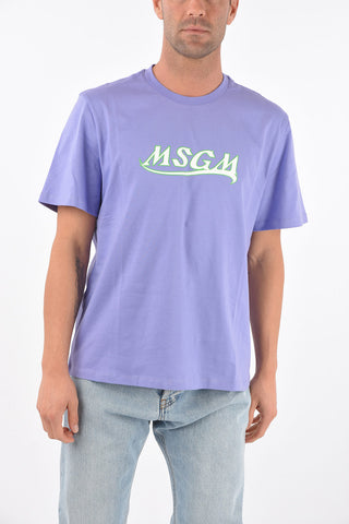 T-Shirt Girocollo in Cotone con Logo Stampato