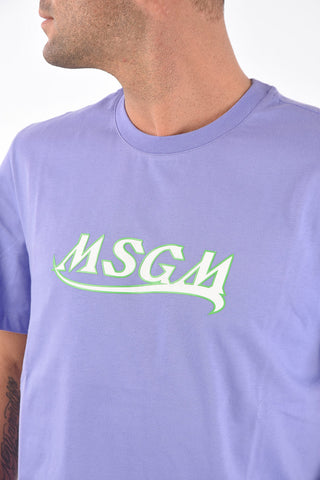 T-Shirt Girocollo in Cotone con Logo Stampato