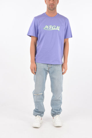 T-Shirt Girocollo in Cotone con Logo Stampato