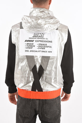 sleeveless J-GIOTIS reversible jacket with extractable hood