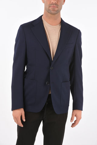 Blazer in lana con tasche a toppa