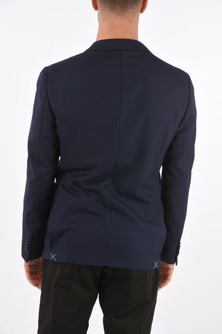 Blazer in lana con tasche a toppa