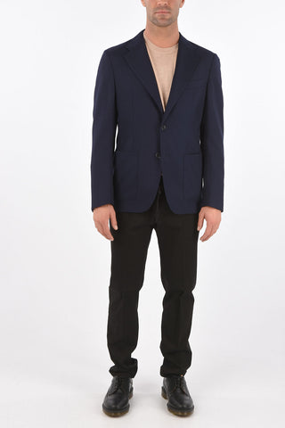 Blazer in lana con tasche a toppa