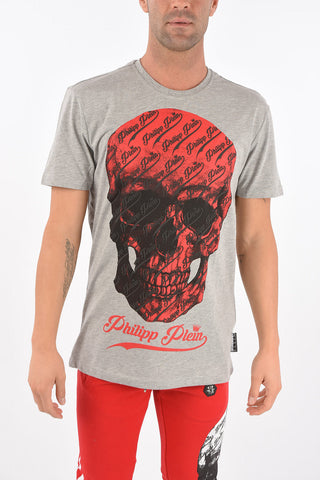 Crew Neck ALLOVER SKULL Cotton T-Shirt