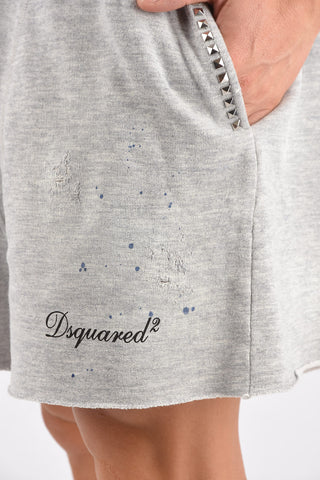Raw-cut Edged Jersey Shorts with Studs