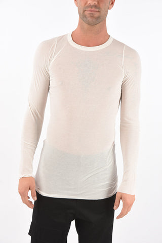 Silk blend Ribbed T-shirt with Long Sleeves