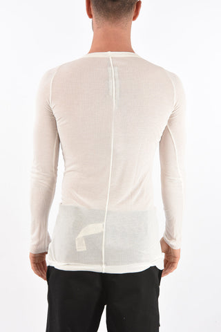 Silk blend Ribbed T-shirt with Long Sleeves