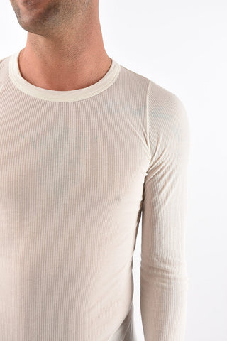 Silk blend Ribbed T-shirt with Long Sleeves