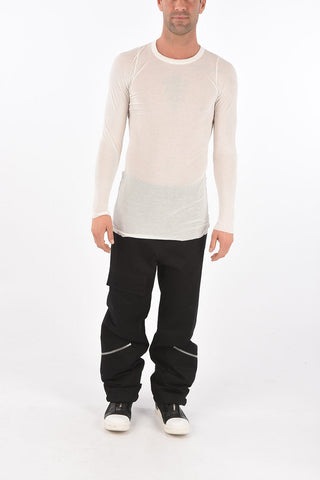 Silk blend Ribbed T-shirt with Long Sleeves